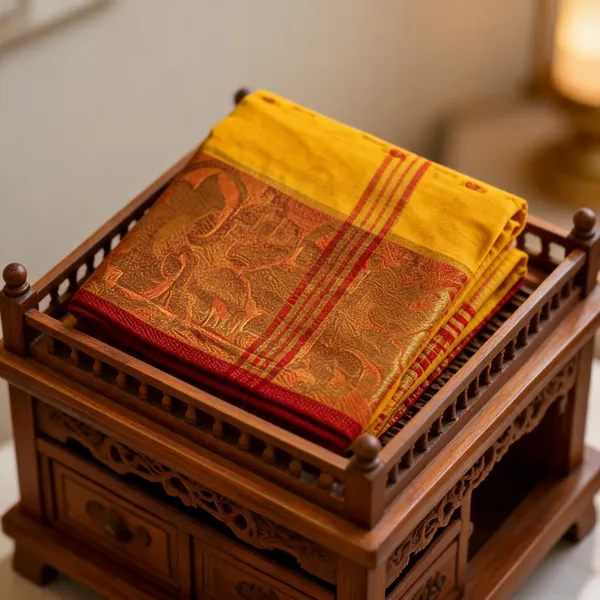 Yellow_And_Red_Pure_Tant_Cotton_Handloom_Saree_For_Women
