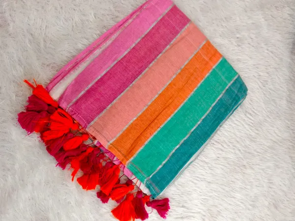 Multicolor_Mul_Cotton_Zari_Striped_Saree_For_Women