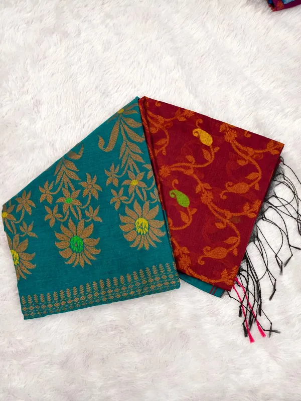 Rama_Brown_Handloom_Chanderi_Cotton_Zari_Work_Saree_For_Women