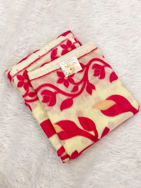 Cream_Handloom_Soft_Cotton_Floral_Saree_For_Women