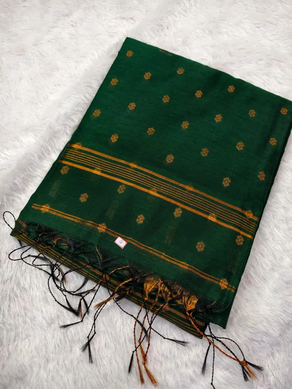 Bottle_Green_Cotton_Maheshwari_Zari_Motifs_Saree_For_Women