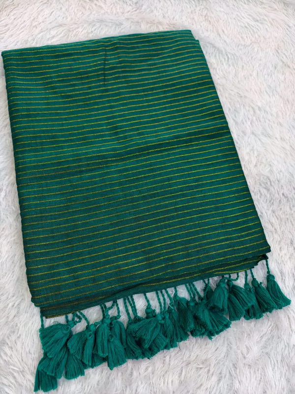 Teal_Green_Khadi_Cotton_Handloom_Zari_Stripe_Saree_For_Women