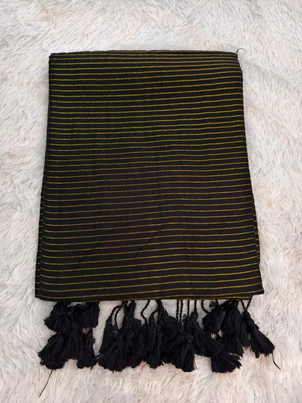 Black_Khadi_Cotton_Handloom_Zari_Stripe_Saree_For_Women