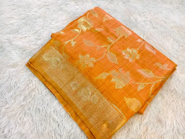 Orange_Cotton_Linen_Banarasi_Golden_Zari_Saree_For_Women