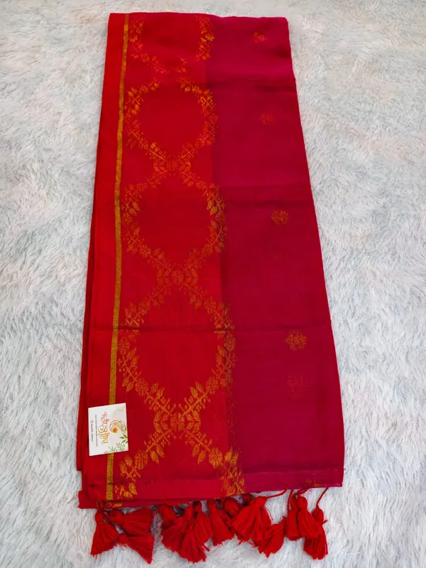 Rani_Pink_Handloom_Soft_Cotton_Golden_Nakshi_Border_Saree_For_Women