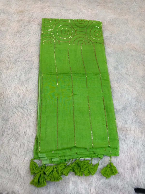 Green_Mul_Cotton_Sequence_Work_Saree_For_Women