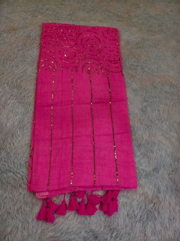 Pink_Mul_Cotton_Sequin_Work_Saree_For_Women