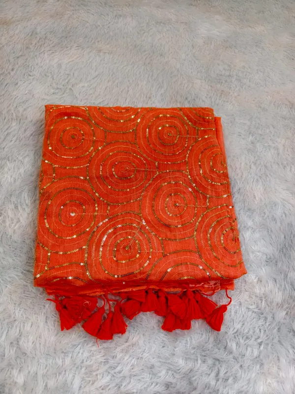 Orange_Mul_Cotton_Sequin_Work_Saree_For_Women