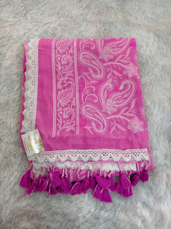 Pink_Mul_Cotton_Chikankari_Saree_For_Women