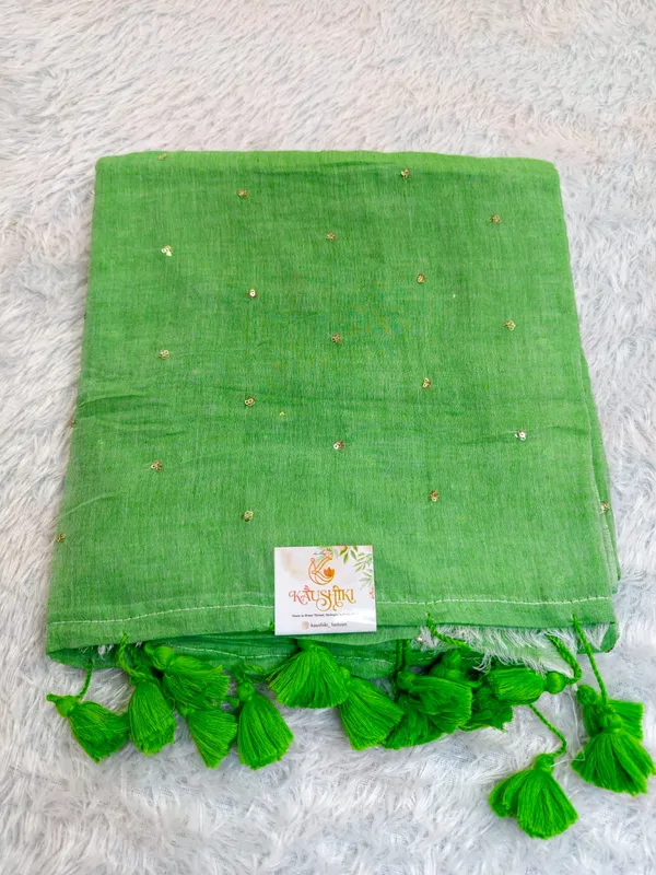 Pista_Green_Mul_Cotton_Small_Sequin_Work_Saree_For_Women