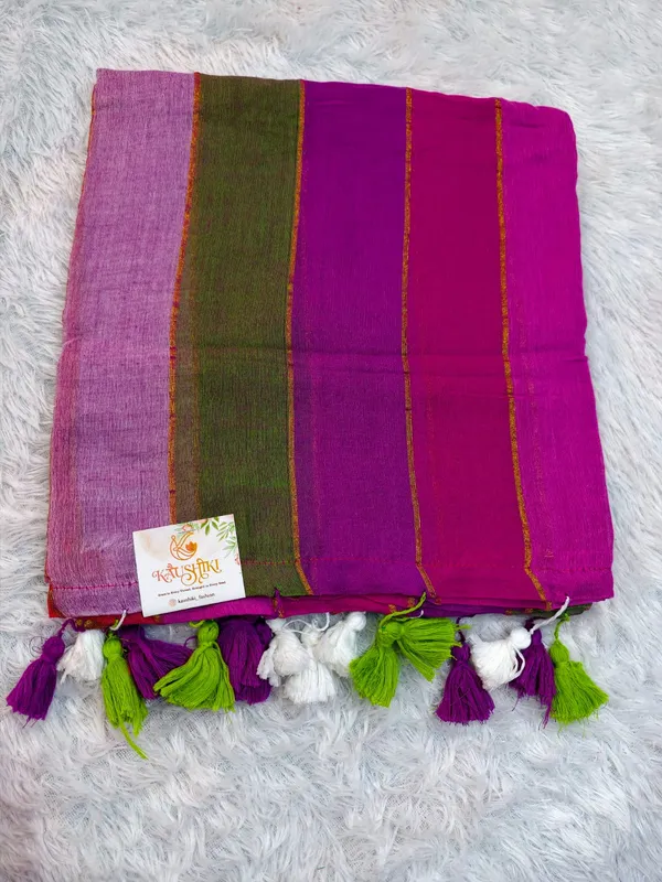 Multicolor_Pure_Mul_Cotton_Striped_Saree_For_Women