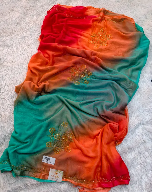 Multicolor_Pure_Chiffon_Ombre_Katdana_Sequin_Saree_For_Women