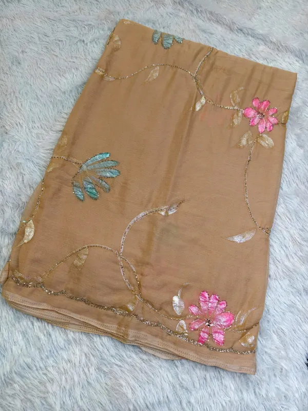Chiku_Pure_Chiffon_Hand_Painted_Kat_Dana_Saree_For_Women