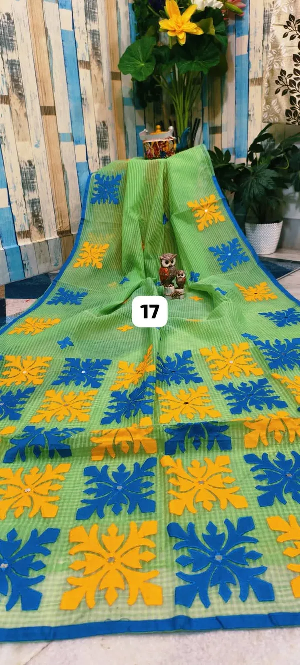 Pista_Green_Resham_Kota_Applique_Work_Saree_For_Women