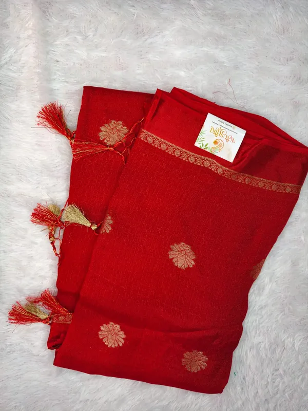 Red_Pure_Georgette_Banarasi_Saree_For_Women