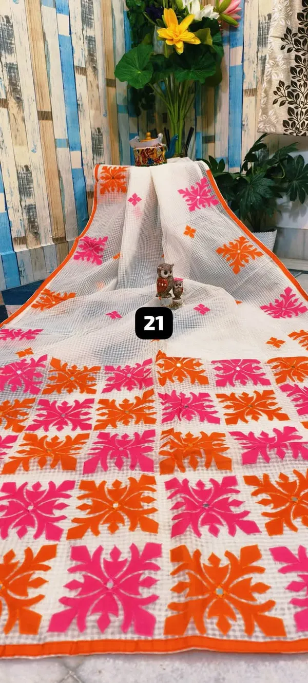 White_Resham_Kota_Applique_Work_Saree_For_Women