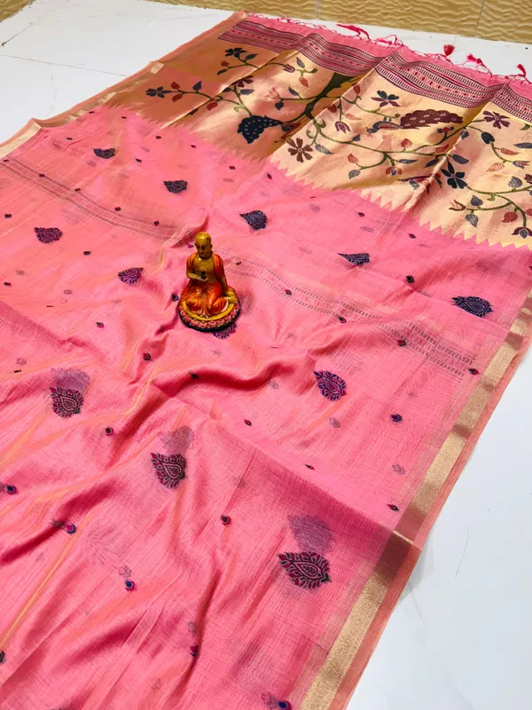 Pink_Semi_Tasar_Paithani_Saree_For_Women