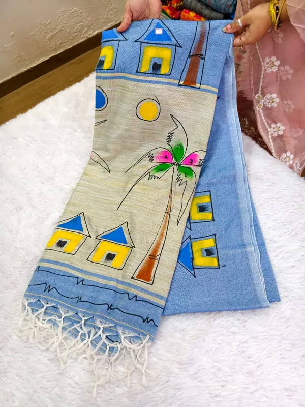 Sky_Blue_Cream_Pure_Khadi_Cotton_Handloom_Hand_Painted_Saree_For_Women