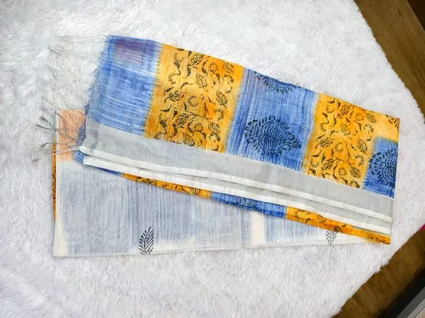 Blue_Orange_Pure_Soft_Cotton_Handloom_Saree_For_Women