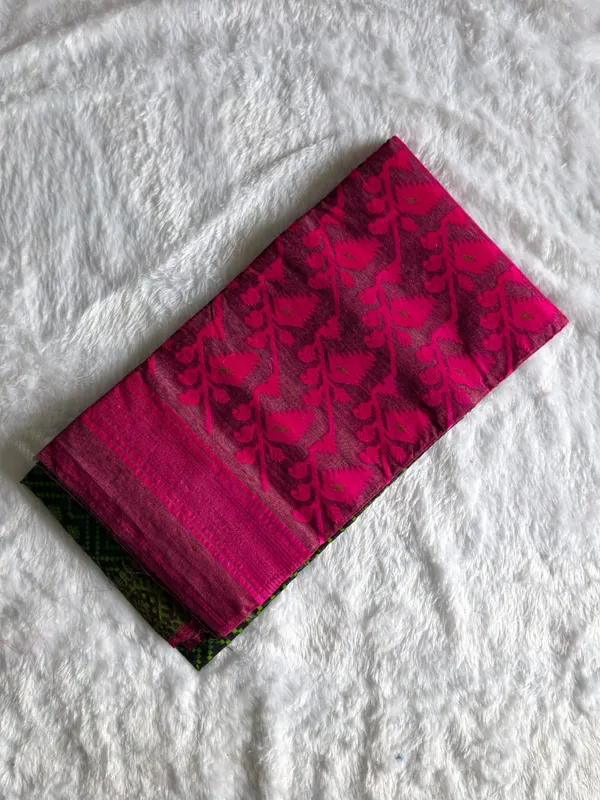 Black_Rani_Pink_Pure_Tant_Cotton_Handloom_Saree_For_Women