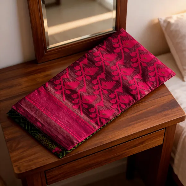 Black_Rani_Pink_Pure_Tant_Cotton_Handloom_Saree_For_Women