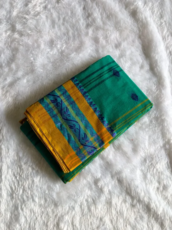 Light_Green_Pure_Tant_Cotton_Handloom_Saree_For_Women