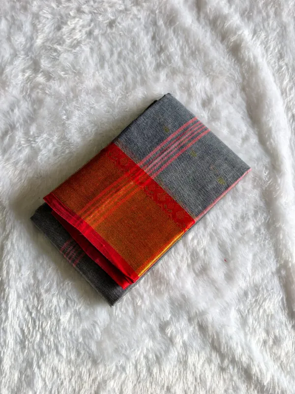 Gray_Pure_Tant_Cotton_Handloom_Saree_For_Women