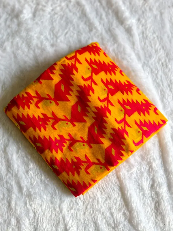 Yellow_Red_Pure_Tant_Cotton_Handloom_Saree_For_Women