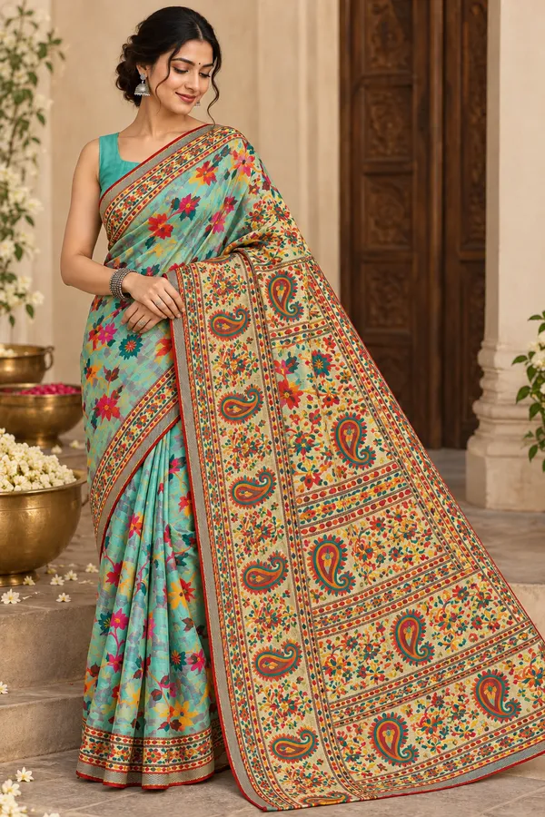 Blue_Cotton_Pashmina_Banarasi_Weave_Saree_For_Women