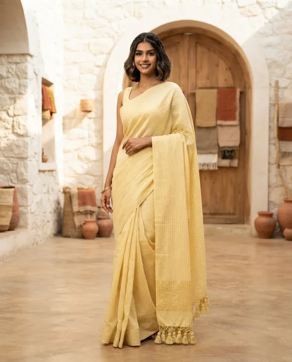 White_Khadi_Cotton_Handloom_Zari_Stripe_Saree_For_Women