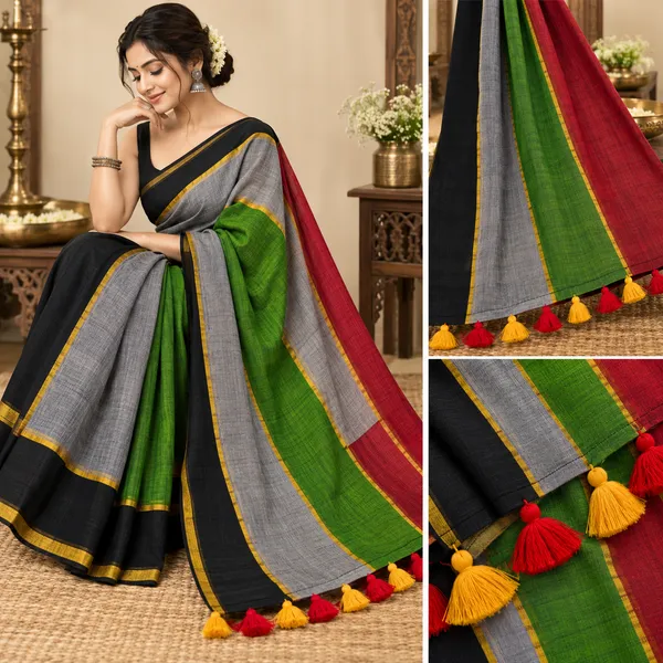 Multicolor_Mul_Cotton_Zari_Stripes_Saree_For_Women