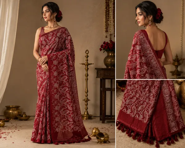Maroon_Mul_Cotton_Chikankari_Saree_For_Women