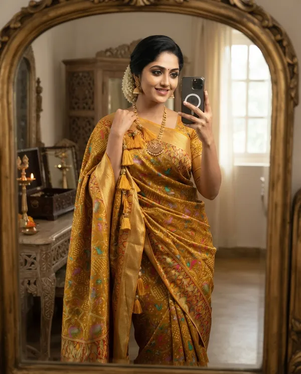 Yellow_Pure_Gadchola_Floral_Zari_Work_Saree_For_Women