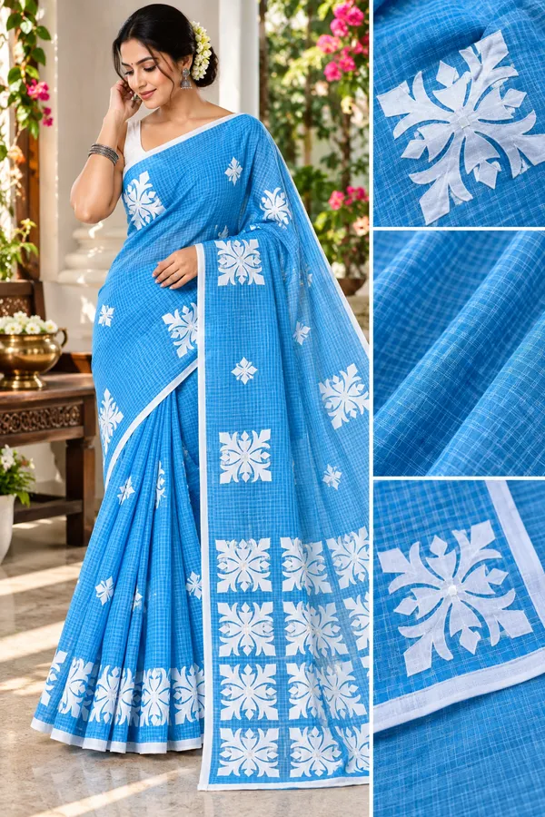 Sky_Blue_Resham_Kota_Applique_Work_Saree_For_Women