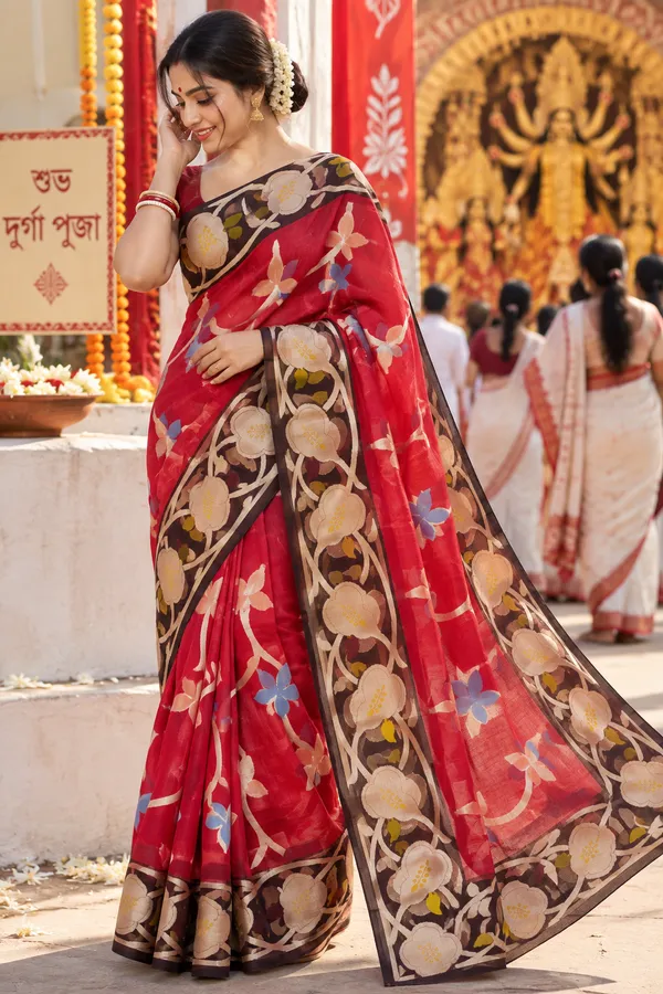 Red_Brown_Pure_Muslin_Silk_Saree_For_Women