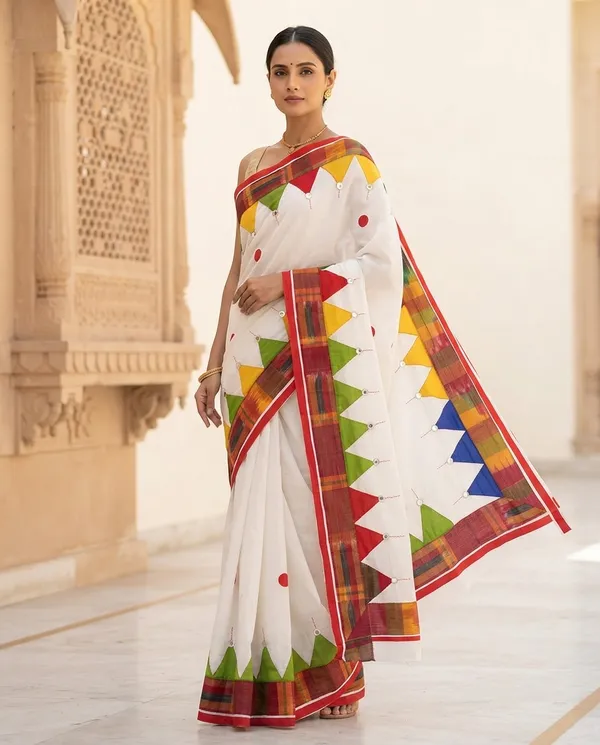 White_Khadi_Cotton_Applique_Work_Saree_For_Women