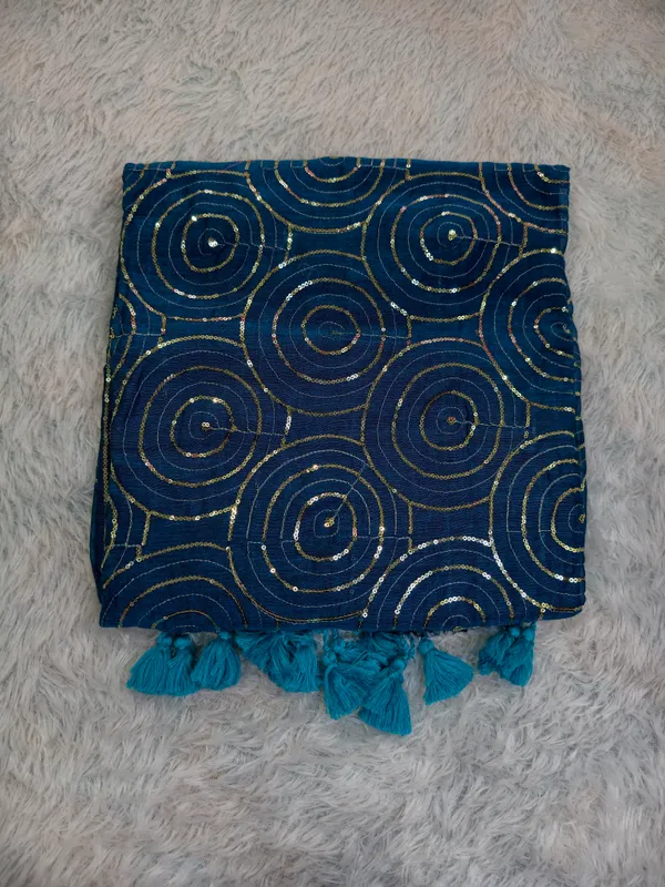 Royal_Blue_Mul_Cotton_Sequin_Work_Saree_For_Women