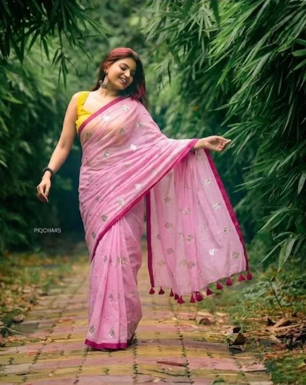 Baby_Pink_Pure_Mul_Cotton_Saree_For_Women