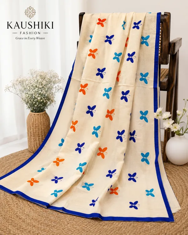 White_Semi_Tasar_Patchwork_Saree_For_Women