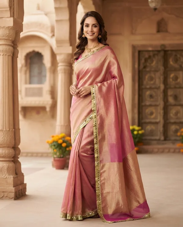 Dual_Shade_Organza_Party_Wear_Banarasi_Saree_For_Women