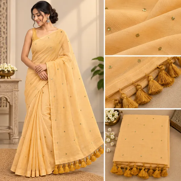 Beige_Mul_Cotton_Small_Sequin_Work_Saree_For_Women