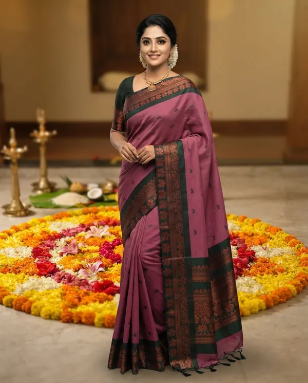 Mauve_Pure_Gadwal_Cotton_Zari_Border_Saree_For_Women
