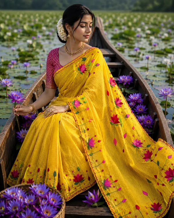 Yellow_Resham_Kota_Applique_Saree_For_Women