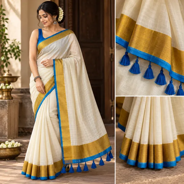 White_Mul_Cotton_Zari_Border_Saree_For_Women