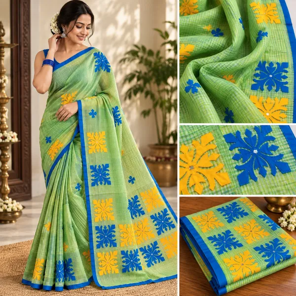 Pista_Green_Resham_Kota_Applique_Work_Saree_For_Women