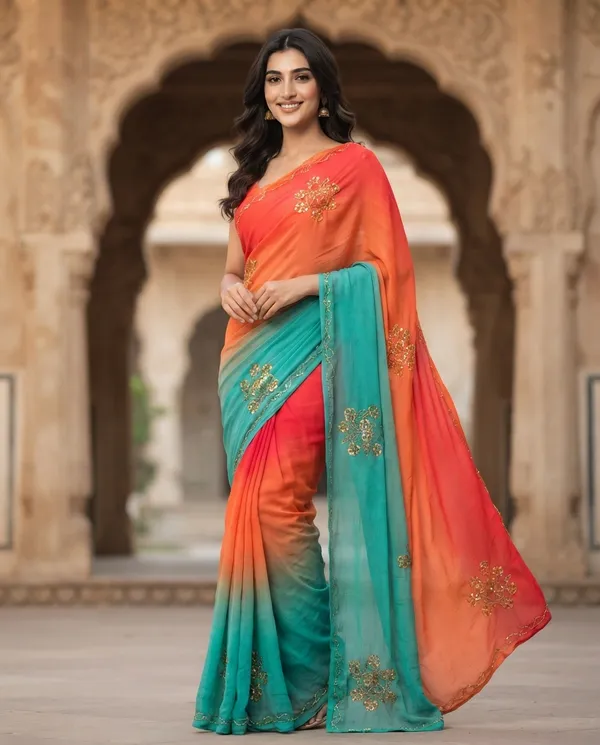 Multicolor_Pure_Chiffon_Ombre_Katdana_Sequin_Saree_For_Women