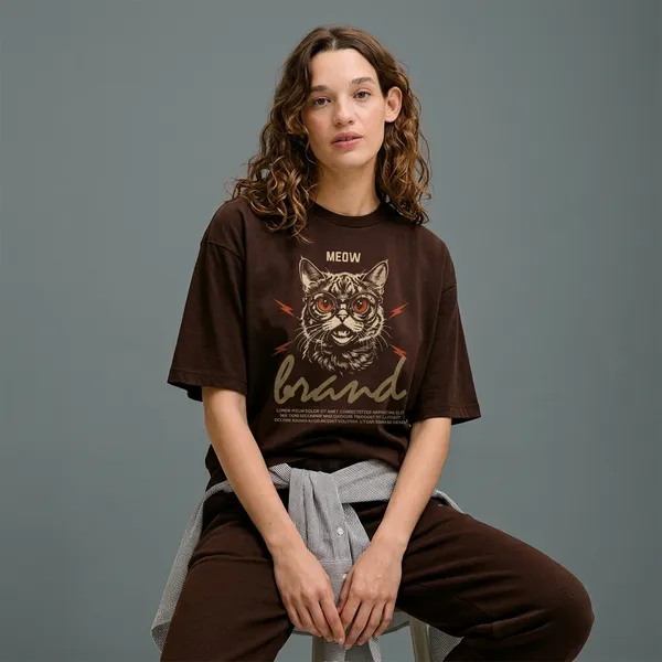Crazy_Meow_Women_Oversized_T-Shirt