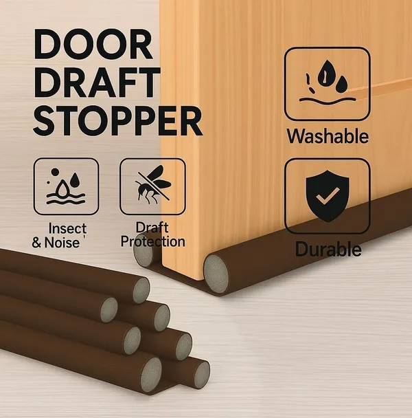 KRISAA_Draft_Gard_for_Door_Bottom_to_Prevent_Noise,_Dust_&_Insect_|_42_Inch_Door_Sealing_Strip_|_4_set_Of_Door_Gard_|_Door_Mounted_Door_Stopper_(Brown)