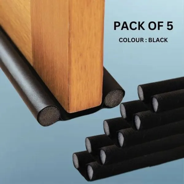 KRISAA_(PACK_OF_5)Door_Bottom_Sealing_Strip_Guard_for_Home_Under_Door_Draft_(BLACK)_Home_Under_Door_Draft_Door_Bottom_Sealing_Strip_Guard_for_Home/Office(36_inch)_Floor_Mounted_Door_Stopper_(Black)