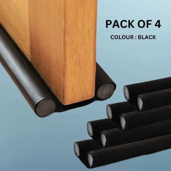KRISAA_(PACK_OF_4)Door_Bottom_Sealing_Strip_Guard_for_Home_Under_Door_Draft_Door_Bottom_Sealing_Strip_Guard_for_Home/Office(36_inch)_Floor_Mounted_Door_Stopper_(Black)